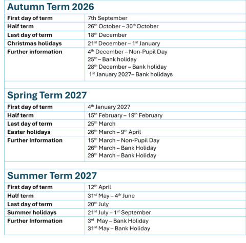 Term Dates | Teign School